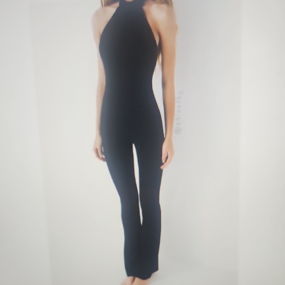 Zara Elegant Black Halter Jumpsuit Size L